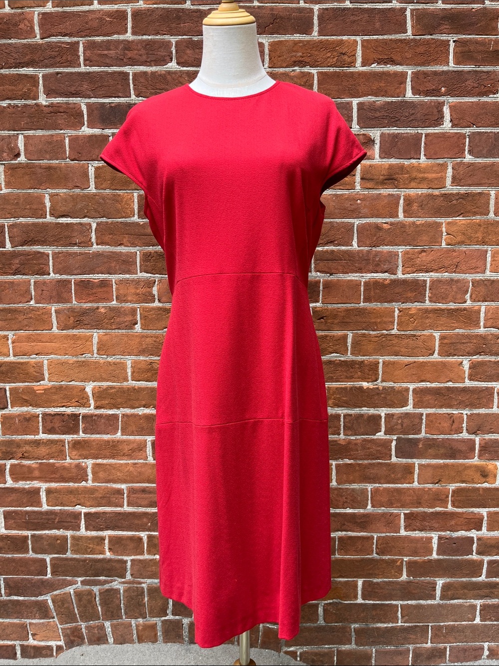 Rene Lezard Bold Red Cap Sleeve Midi Dress